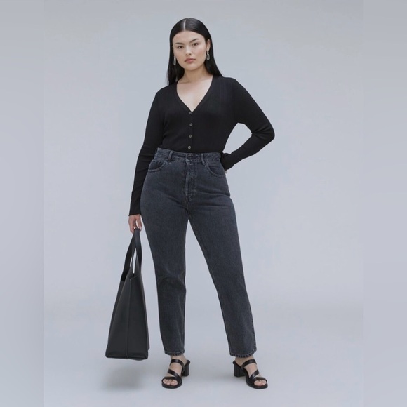 Everlane The Curvy 90’s Cheeky Straight Jean Size 26 Crop Washed Black - Picture 1 of 11